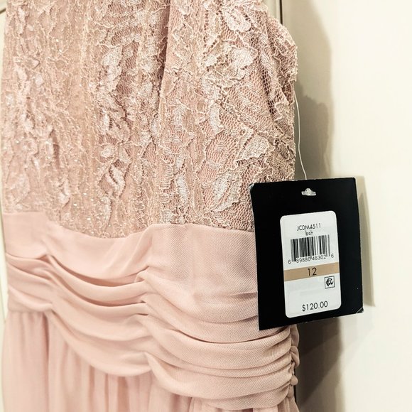 JH Evenings Floor Length Blush Pink Gown Size 12 Long Bridesmaid Prom Dress NWT - Picture 5 of 9